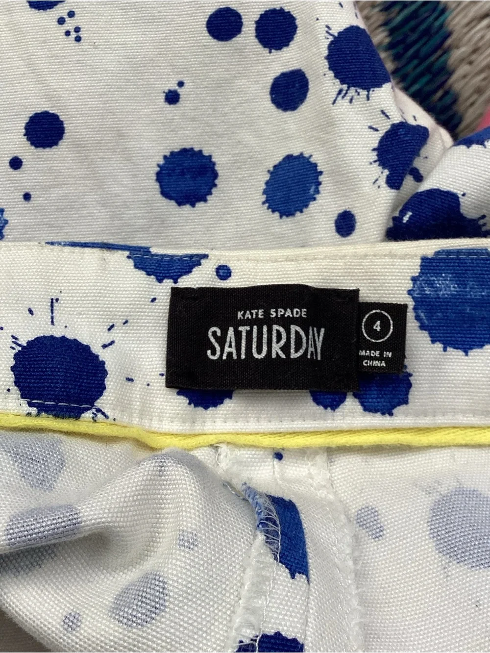 Kate Spade Jeans Spatter Paint White Blue Saturday 4